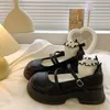 Leder Mary Jane Damenschuhe japanischen Stil Lolita runde Zehen hoch auf Plattform weibliche Schuhe schwarz Gothic vulkan isiert für a h