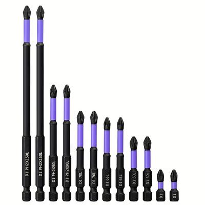 TEMU 12pcs Hardness , Screwdriver Bit Set, D1 Alloy Steel Resistance And Tooth (1 Set=6pcs) Image