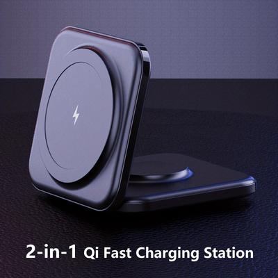 2 In 1 Fast Wireless Charger Stand, 15w Qi Magsafe...