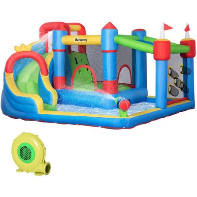 Outsunny - Hüpfburg, Wasserpark, Aufblasbare Hüpfburg mit Gebläse, Wasserspielcenter, inkl. Image