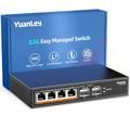 YuanLey 6 Port 2.5G Easy Web Managed Switch, 4 x 2.5Gbps Base-T, 2 x 10Gbps SFP+ Slot, Compatible with 100Mbps/1G/2.5G, QoS/VLAN/IGMP Supported, Metal Smart Managed Fanless Network Switch
