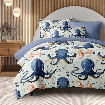 Ocean Series Duvet Cover 3-Piece Set 100% Cotton Super Soft Skin Friendly Long Lasting