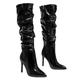 FUIPOT Knee High Boots Women Pointed Toe Stiletto Thigh High Boots Patent Leather Sexy Leather High Heel Boots Dress Tall Boots Over The Knee Boots,black patent leather,12 UK