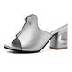 Diuniarza Block Heel Open Toe Women Mules Summer Slippers Stylish Slip On Outdoor Slingback Beach Fashion Elegant Silver Size 9 UK/45