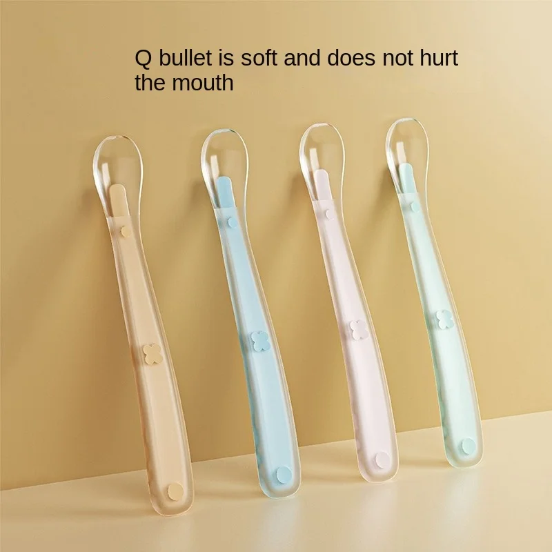 Baby Silikon Soft Löffel Kinder Trainings löffel Baby Fütterung Silikon Soft Head Löffel Sicherheit Soft Löffel Cosas de Bebe Image