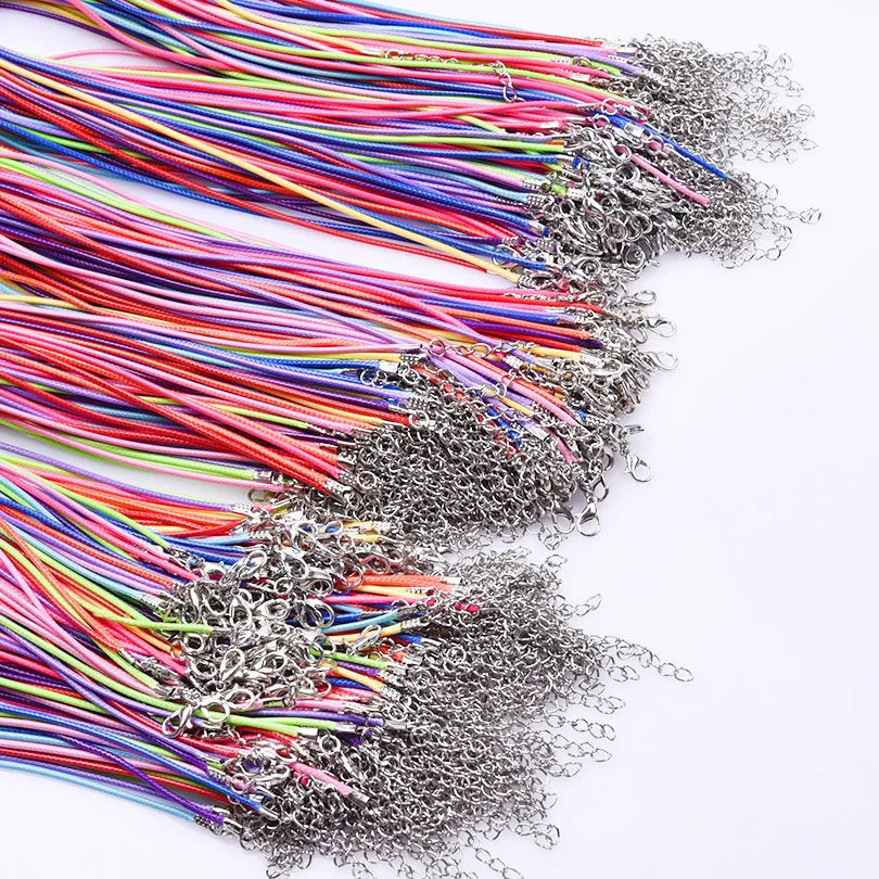 Zufällig 10/20/30 teile/los Handgemachte Regenbogen Leder Einstellbare Geflochtenen Seil DIY Halskette Ketten Für Frauen Männer Mode String schnur Image