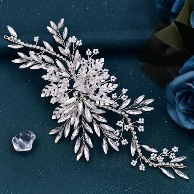 TEMU Handmade Rhinestone Hair Accessories For Bride, Versatile Inset Style Wedding Dress Accessories, Curly Hair Side Headwear