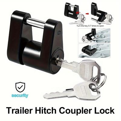 TEMU Black Trailer Hitch Coupler Lock, Dia 1/4 Inch, 3/4 Inch Span For Tow Boat Rv Truck Car's Coupler