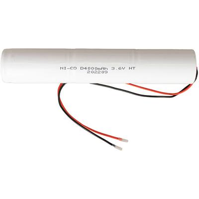 Akku Pack 3,6V 4000mAh für Notbeleuchtung Stab NiCd L3x1 3xD-Hochtemperaturzellen Kabel