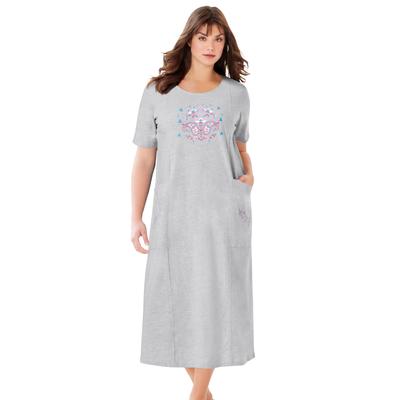 Plus Size Women's Sleep Shirt Tee by Dreams & Co. in Heather Grey Paisley (Size 2X)