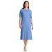 Plus Size Women's Ribbed Henley Dress by Jessica London in French Blue (Size 22/24)