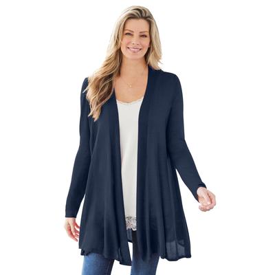 Plus Size Women's Lightweight Open Front Cardigan by Woman Within in Navy (Size M) Sweater