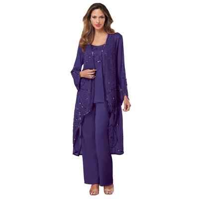 Plus Size Women's Beaded Pant Set by Roaman's in Midnight Violet (Size 24 W)