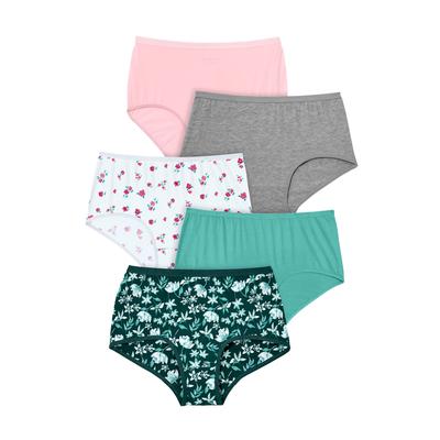 Plus Size Women's Full Coverage Stretch Cotton Brief 5-Pack by Comfort Choice in Bloom Pack (Size 8)