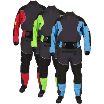 4-layer Kayak Dry Suit For Men Latex Gaskets on Neck and Wrist Dual-adjustable Overskirt,