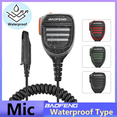Baofeng Microphone UV68 Pro Max V2 Walkie Talkie Waterproof PTT Speaker Mic for UV9R Pro UV S22 Pro V2 BF 9700 GT 3WP Ham Radio