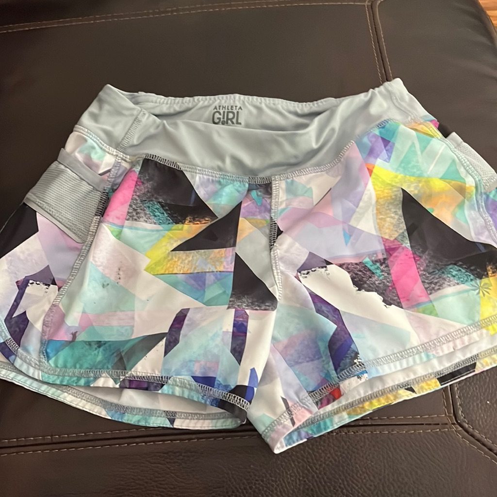Athleta Shorts | Athleta Girl Athletic Shorts, Multi Colored Kids L/12, Very Good Condition | Color: Red | Size: Kids L/12