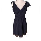 J. Crew Dresses | J Crew Womens Navy Blue Dress 100% Silk Ruffle Neckline Lined Size Petite 0 | Color: Blue | Size: 0