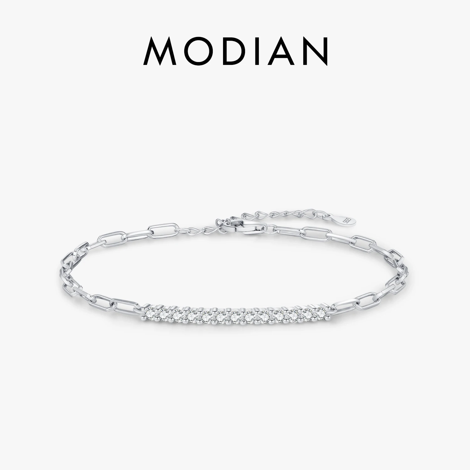 Modian funkelnde d Farbe Moissan ite Armband 925 Sterling Silber Schloss stapelbar trend ige Armbänder für Frauen Schmuck mit Geschenk box Image