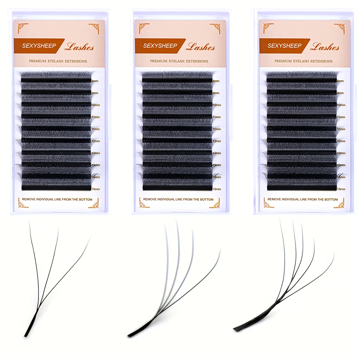 Automatische Blüte W-Form Bloom 3D 4D 5D 0,07 mm C/D Curl Mix Tray 8–15 mm vorgefertigte Fächer Wimpernverlängerungen natürlich weich Image