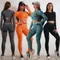 Yoga Sports Set Seamless Gym Set Active Wear Women Sportswear Fitness Long Sleeve Leggings Pants