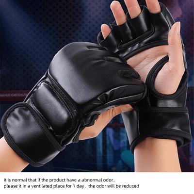 1 Pair Half-finger Boxing Gloves, Suitable For Fit...