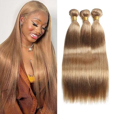 #27 extensions de cheveux humains blond miel tissage de cheveux remy pré-colorés brésiliens #27 faisceaux droits tissage de cheveux 3 pièces