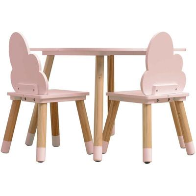 Rebecca Mobili Set Kindertisch und 2 Stühle MDF Kiefer Rosa für Kinderzimmer Image