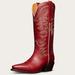 Tecovas Women's The Annie Cowgirl Boots, Snip Toe, 14" Shaft, Scarlet, Bovine, 2" Heel, 12 B