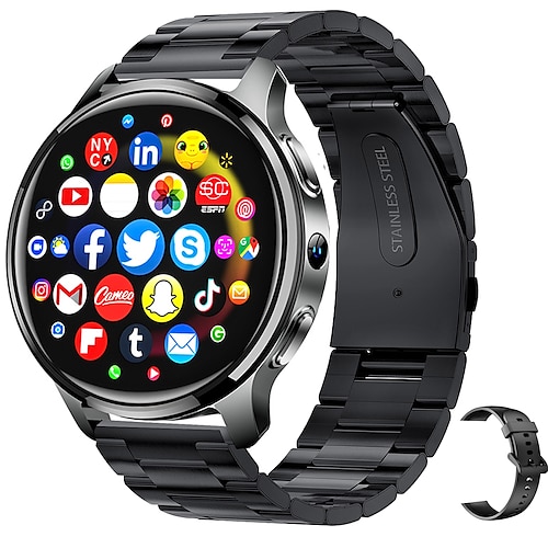iMosi P68 Smartwatch 1.51 Zoll Smart Watch Telefon 4G Schrittzähler Anruferinnerung Herzschlagmonitor Kompatibel mit Smartphone Herren GPS Freisprechanlage Wasserdicht IP 67 46mm Uhrengehäuse
