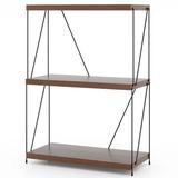 17 Stories 1 Pcs 3-tier Multipurpose Display Rack Freestanding Bookcase w/ Metal Frame Walnut Wood/Wire/Metal in Brown | Wayfair