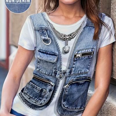 TEMU Graphic Print Crew Neck T-shirt, Casual Short Sleeve T-shirt For , Women's Clothing Image