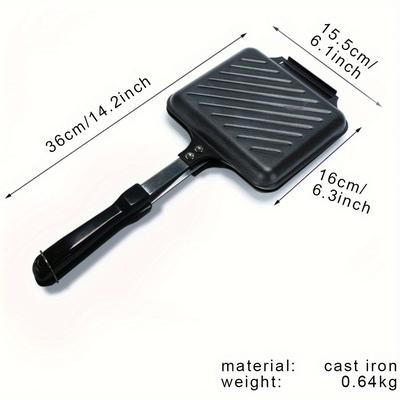 TEMU 1pc Hot Sandwich Maker, For Gas And Induction Stoves, With Plates, Stovetop Toasted Sandwich Maker, Dismountable For Home Kitchen, Black, Outdoor, Camping, Kitchen Accessories