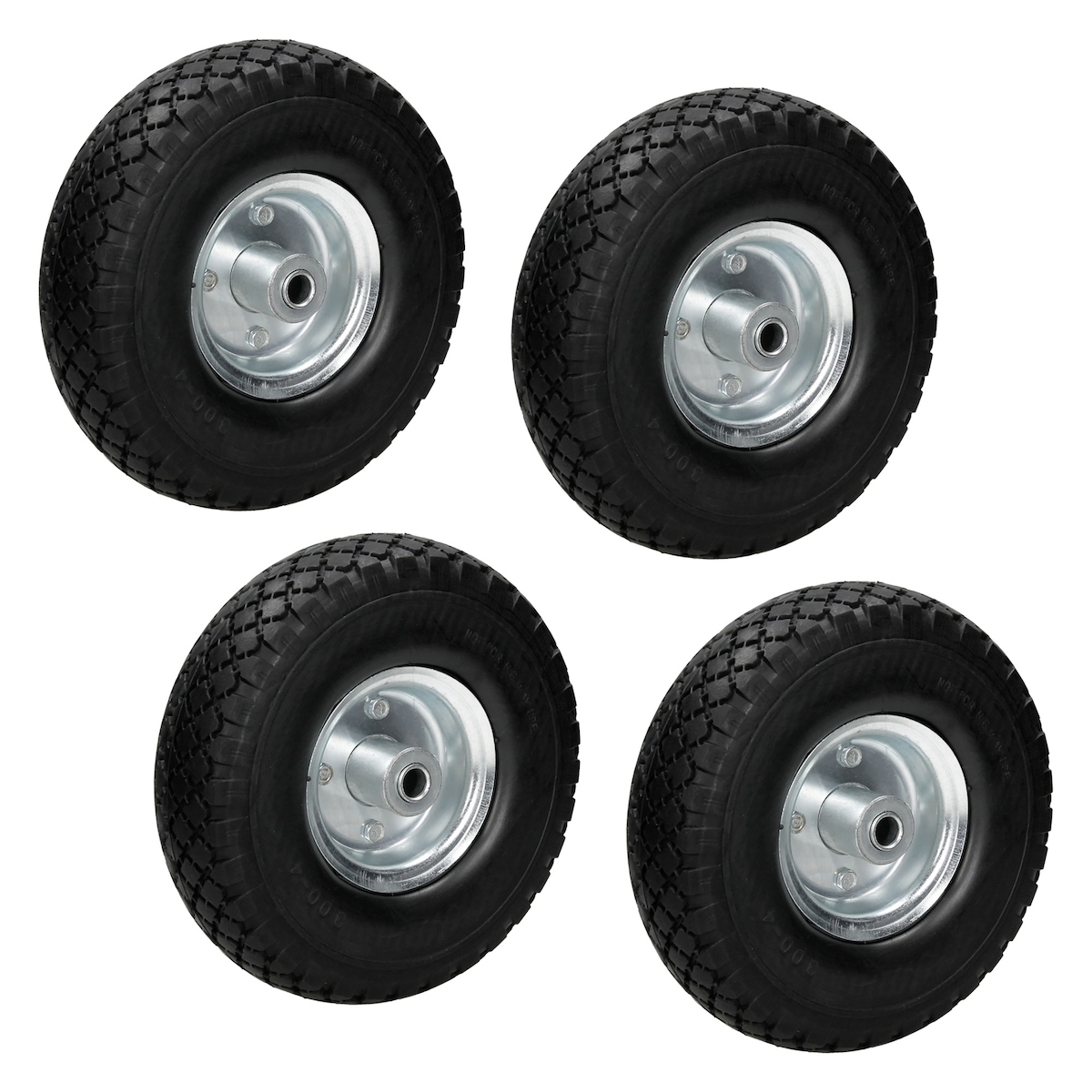 ECD Germany 4er Set Sackkarrenrad PU Vollgummi 3.00-4 Ø260x85mm, 120kg, Stahlfelge, pannensicher Ersatzrad Image