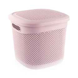 7H SEVEN HOUSE Mittlerer quadratischer Korb mit Deckel, 15 Liter, Rosa, 7house Image