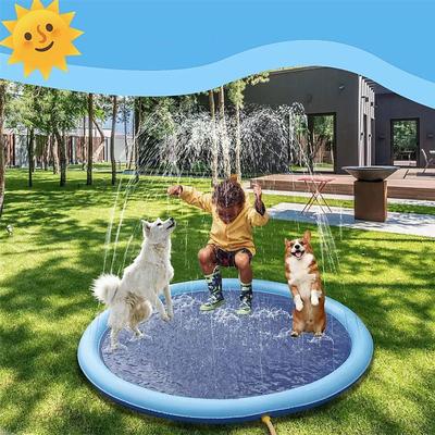 Splash Pad, 39in/59in/67in Anti-Slip Splash Pad for Kids Dogs Thickened Dog Pool Splash Sprinkler Pad Durable Summer Outdoor Water Toys for Baby Toddler Boys Girls Pet