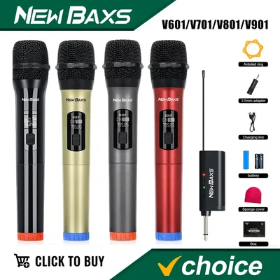 Wireless Microphone Dynamic Handheld Microphones Karaoke Microphone Mic with Rechargeable Receiver