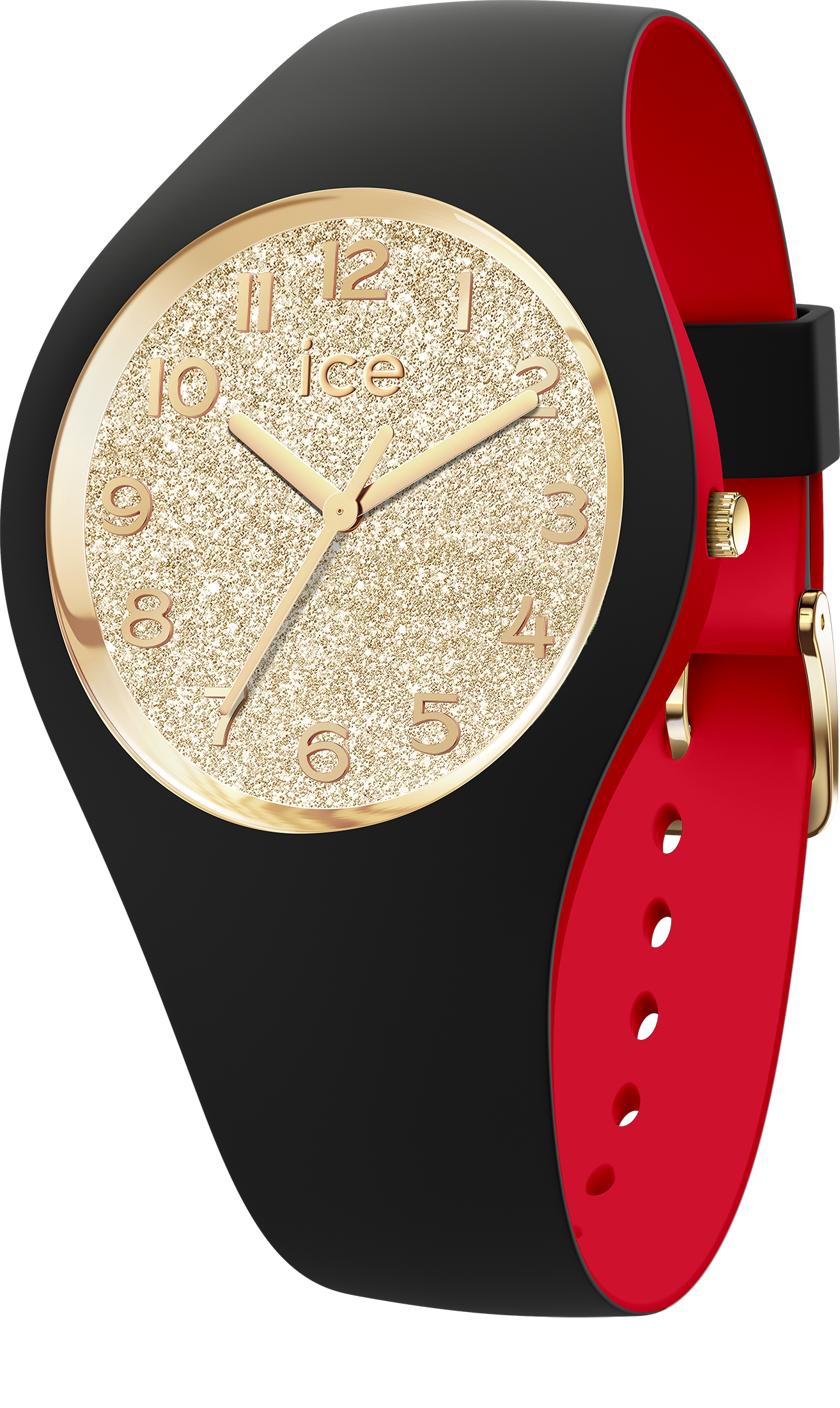 Ice-watch Ice Watch Ice Loulou - Black Gold Glitter Womens 022325 Silicone - One Size | Ice-watch Sale | Discount Designer Brands