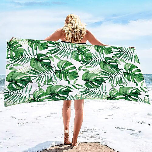 Sommer-Strandtuch, schnelltrocknend, tropisches, böhmisches Regenwald-Meeresschildkröten-Pflanzentuch, weiches und schnelltrocknendes Strandtuch, super saugfähig, weiche Mikrofaser, Sandpool, Bad, Image