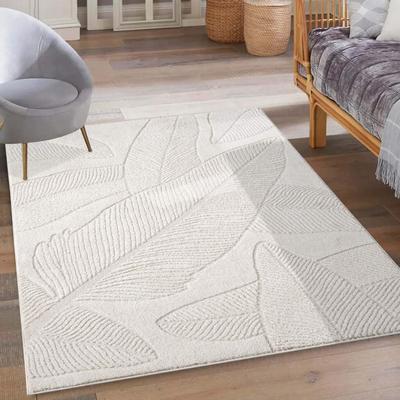 Teppich CARPET CITY "LOUNGE 0629", beige (creme), B:160cm H:15mm L:230cm, Obermaterial: 100% Polyester, Teppiche, Kurzflor-Teppich Modern, Hoch-Tief-Struktur, Wohnzimmer, Schlafzimmer Image