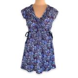 American Eagle Outfitters Dresses | American Eagle Dress Lavender Floral Flowy Printed V-Neck Ruffles Short Sleeves | Color: Black/Purple | Size: S