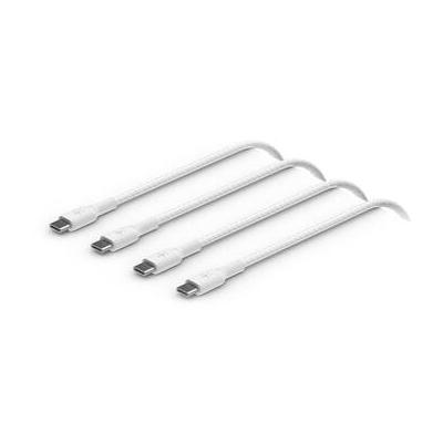 Belkin USB-C to USB-C Braided Cable (6.6', White, 2-Pack) CAB004BT2MWH2PK