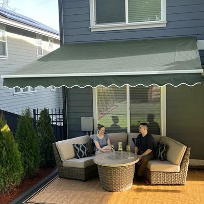 ALEKO Motorized Retractable 10 x 8 ft Home Patio Canopy Awning Green