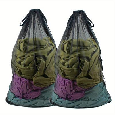 TEMU 2pcs Large Capacity Mesh Storage Bag, Sports Ball Storage Bag, Drawstring Shoulder Strap Design, Team Sports Volleyball Basketball Football Swimming Equipment, Sports Accessories