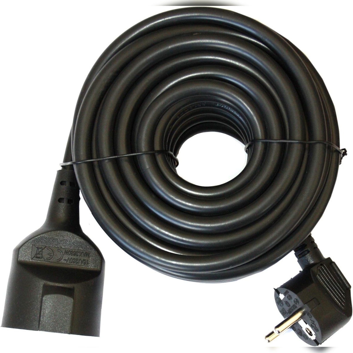Silver Electronics 2 Meter elektrisches Verlängerungskabel, Schwarz, kindersicher, Max. Leistung 3.500W, 250V, 3 Drähte 1,5mm2, geerdet Image