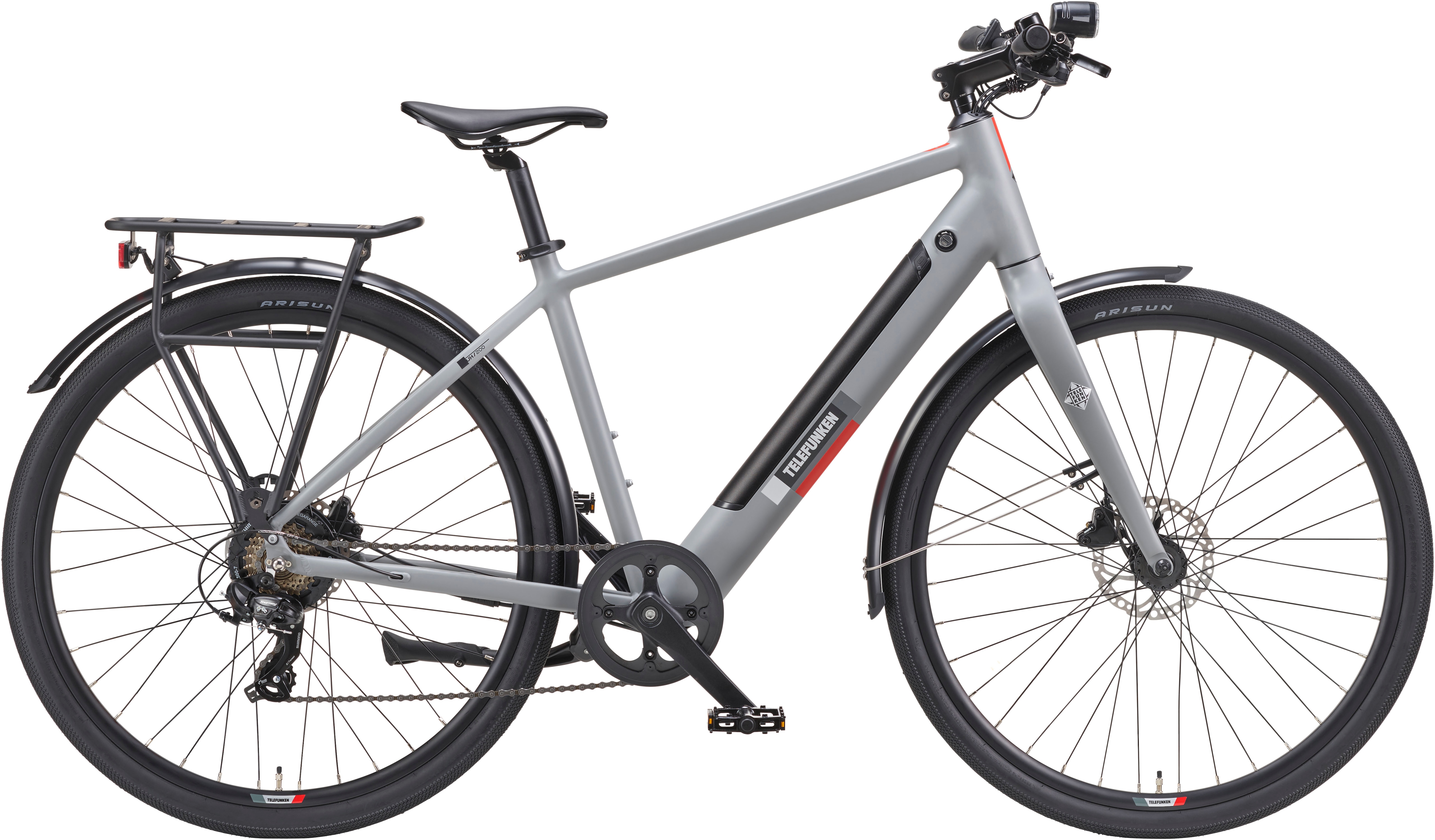 E-Bike TELEFUNKEN "UH200" Gr. 48, grau (grau, grau), Elektrofahrräder, 48, 28 Zoll (71,12cm), Pedelec, Elektrofahrrad für Herren u. Damen, Urbanbike Image