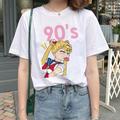 Maglietta Kawaii Sailor Moon Donna Harajuku Ullzang Maglietta Cartoon anni '90 Maglietta stampata carina Grunge