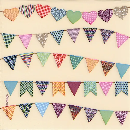 Serviettes en papier ""fanions multicolores"", 33 x 33 cm, 20 pièces