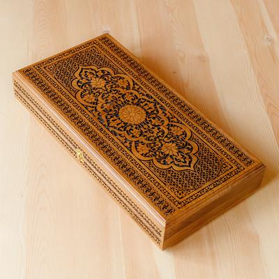 Stratagem,'Classic Hand-Carved Walnut Wood Backgammon Set'