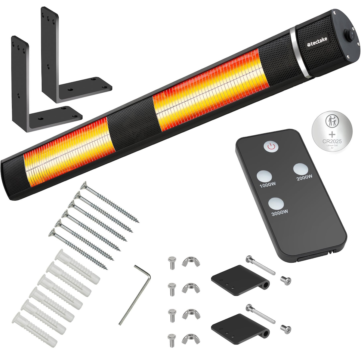 TECTAKE Infrarotheizstrahler Solaris Horizon 3000W, Aluminiumgehäuse - schwarz Image